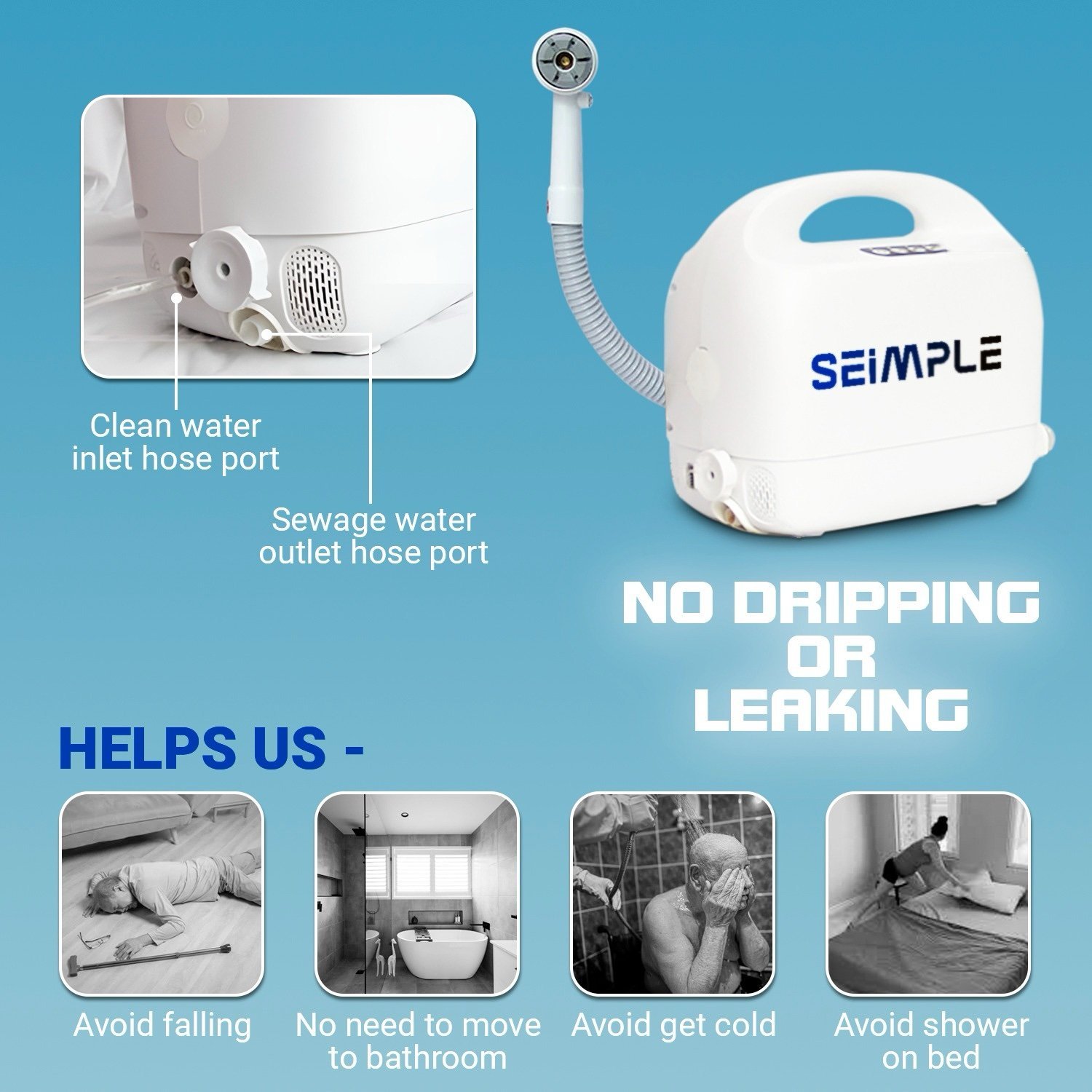 جهاز تنظيف وترويش كبار السن SEIMPLE - حماية فعّالة من تقرحات الفراش - الصورة 9